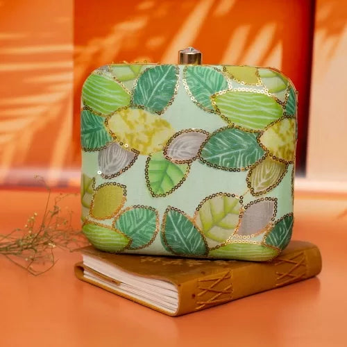 Leafy Elegance Square Clutch