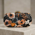 Midnight Bloom highlight Embroidered Clutch