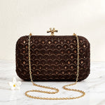 Mocha Luxe Embellished Clutch