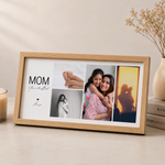 Personalized 12x7 Mom photo collage frame with custom photos and heartfelt message displayed in a premium wooden frame perfect for Mothers Day and birthday gifts.