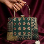 Multicolor Embellished Handle Clutch