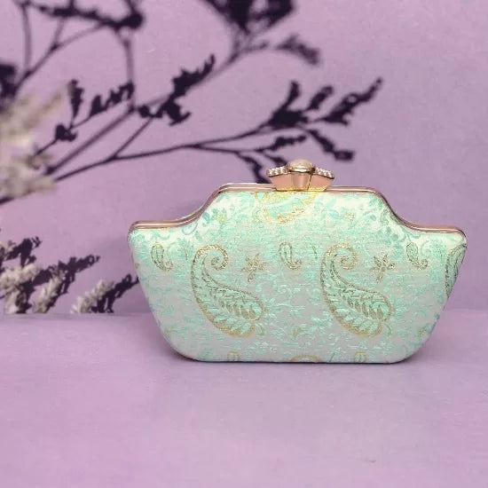 Opulent Brocade Boat Clutch