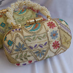 Pastel Embroidery Designer Clutch