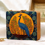 Peacock Printed Suede Clutch