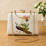 Peacock Bloom Printed Handle Clutch