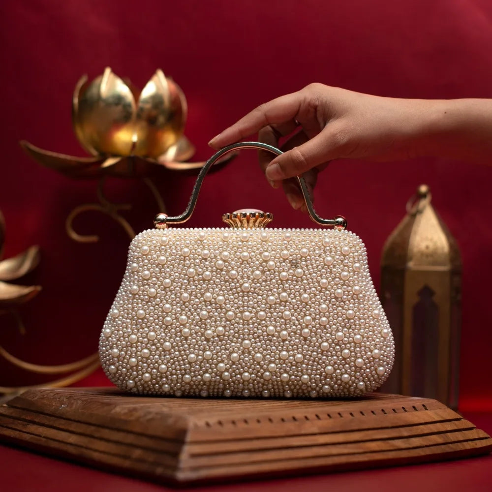 Pearl Luxe Handle Clutch