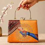 Printed Divine Union Embellished  Handle Clutch