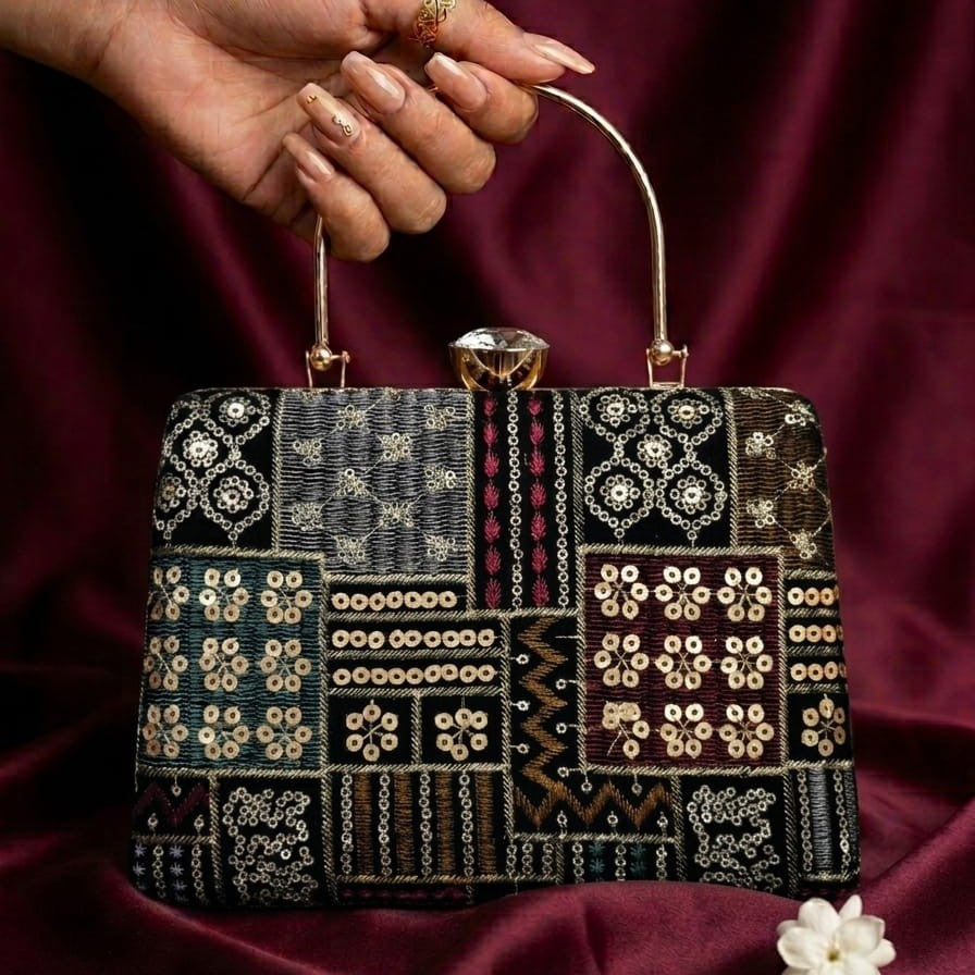 Radiant Embellished Handle Clutch