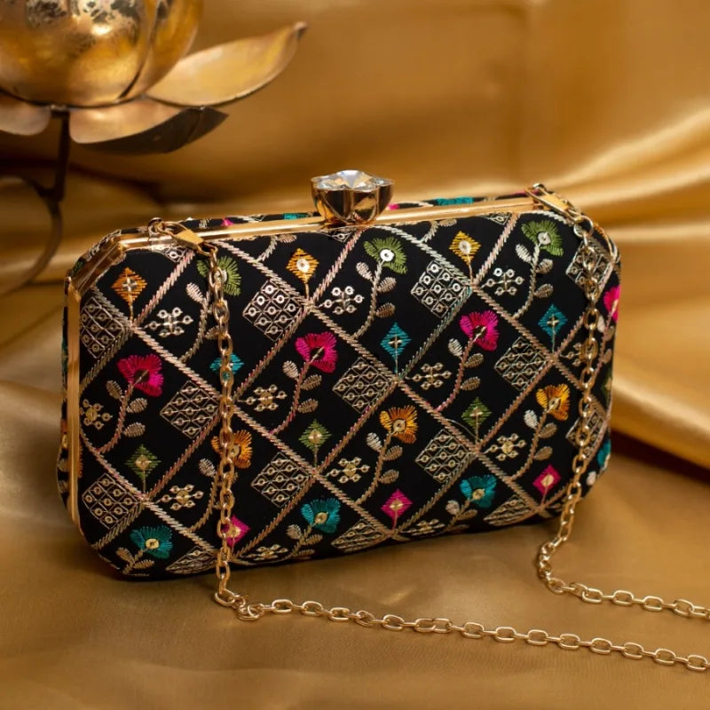Rainbow Threaded Boxy Clutch