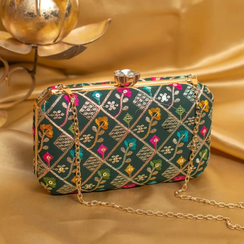 Rainbow Threaded Boxy Clutch