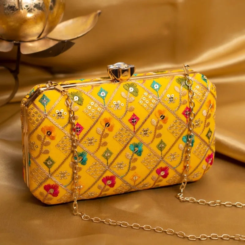 Rainbow Threaded Boxy Clutch