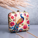 Regal Peacock Printed Clutch