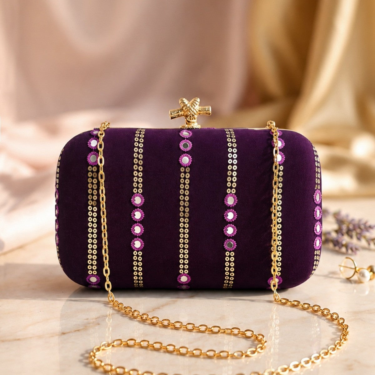 Royal Amethyst Embellished Clutch