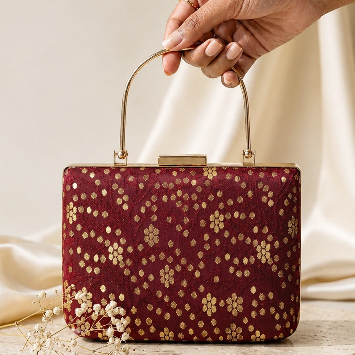 Royal Maroon Handle Clutch
