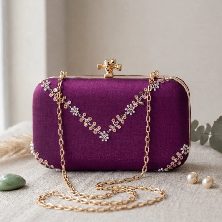 Sequin beaded Embroidery Clutch
