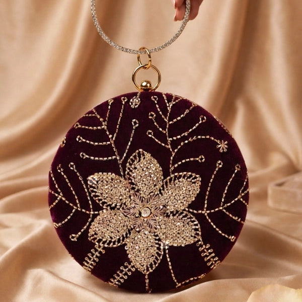 Sequins Embroidery Bangle Clutch