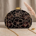 Sequins Embroidery DShape Clutch