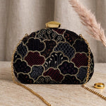 Sequins Embroidery DShape Clutch
