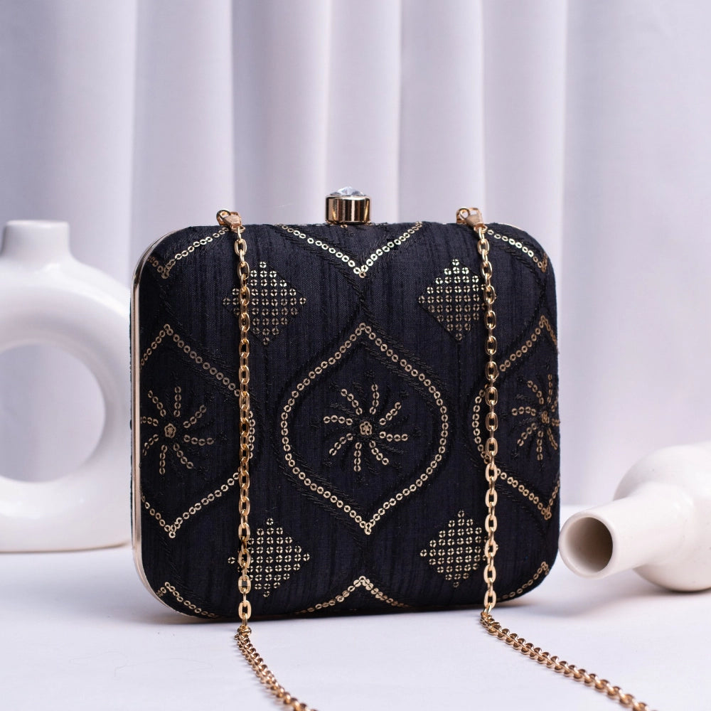 Sequins Embroidery Fabric Clutch