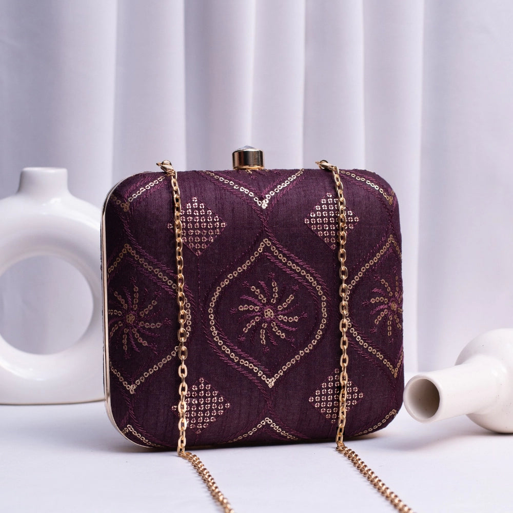 Sequins Embroidery Fabric Clutch