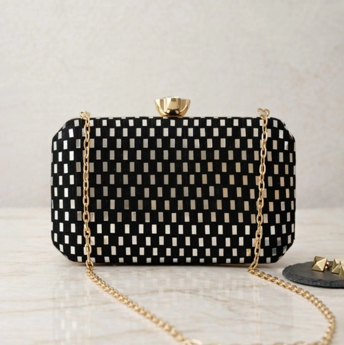Sequins Mirror Embroidery Clutch