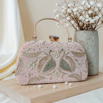 Swan Embroidery Handle Clutch