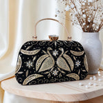 Swan Embroidery Handle Clutch