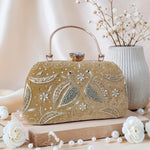 Swan Embroidery Handle Clutch