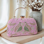 Swan Embroidery Handle Clutch