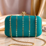 Teal Radiance Embellished Clutch