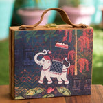 Suitcase Style Clutch in Royal Elephant Print