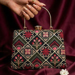 Vibrant Embellished Handle Clutch