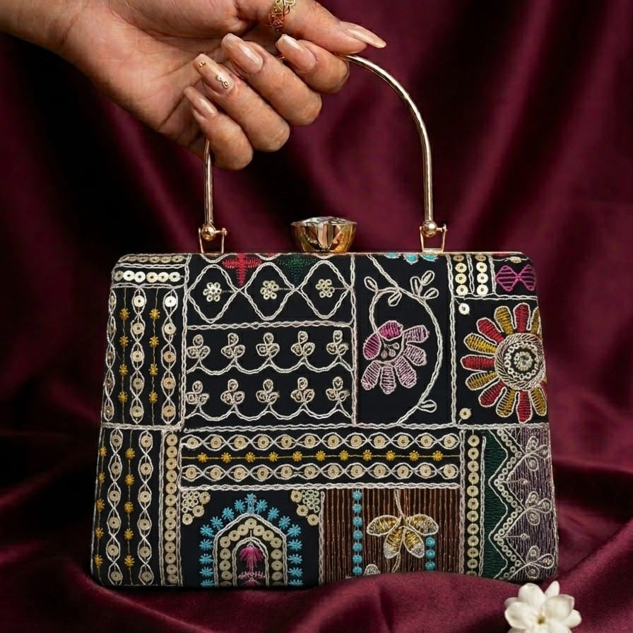 Vivid Embellished Handle Clutch