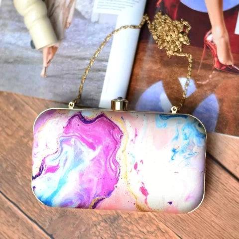Resin Print Rectangular Clutch