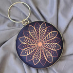 Feathered Black Round Clutch