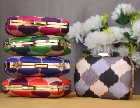 Colorful Zari Print Clutch