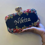 Name Embroidery Clutch Rose Knob