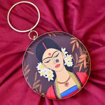 Tribal Lady Art Round Clutch