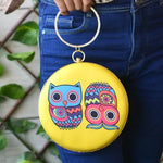 Owl Print Round Clutch