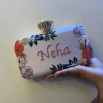 Name Embroidery Clutch Rose Knob