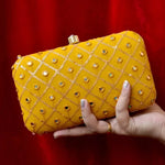 Checks Embroidery Rectangular Clutch
