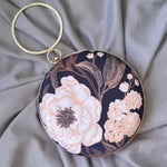 Floral Black Round Clutch