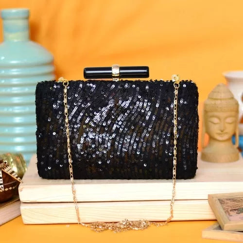 Black Sequence Party Clutch