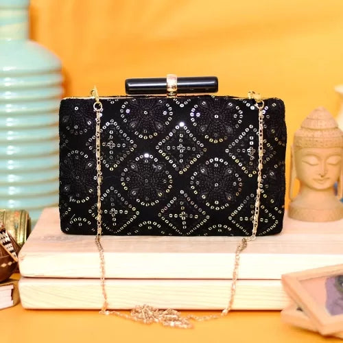 Black Sequence Party Clutch