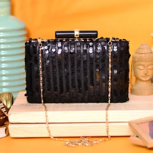Black Sequence Party Clutch