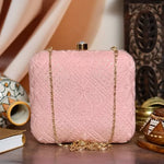 Pink Chikankari Square Clutch