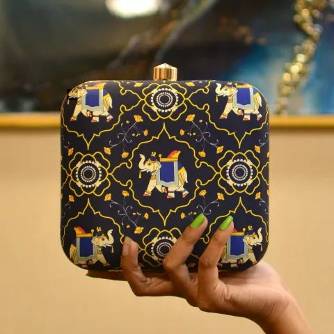 Elephant Themed Printed Clutch