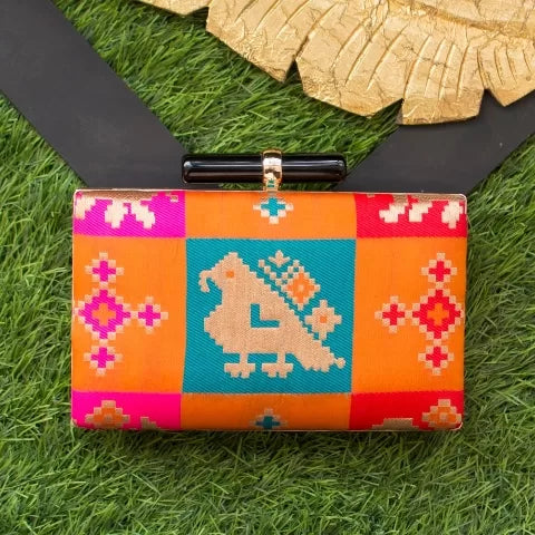 Parrot Brocade Silk Clutch