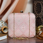 Pink Chikankari Square Clutch