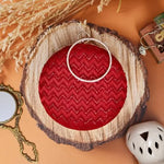 Wavy Embroidery Round Clutch